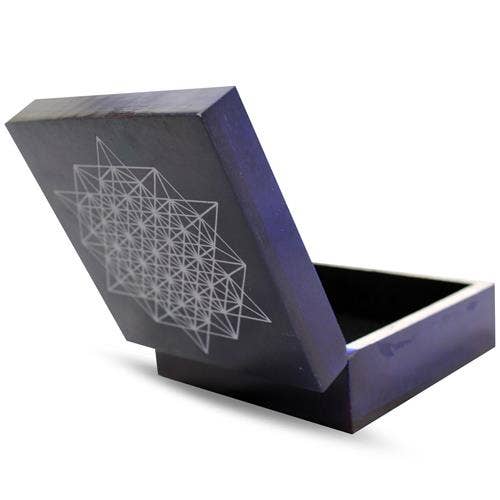 Metatron's Cube Purple Soapstone Keepsake Box