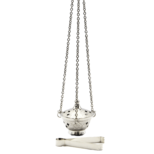 Incense Burner and Tong Nickel (8 cm) Set of 2