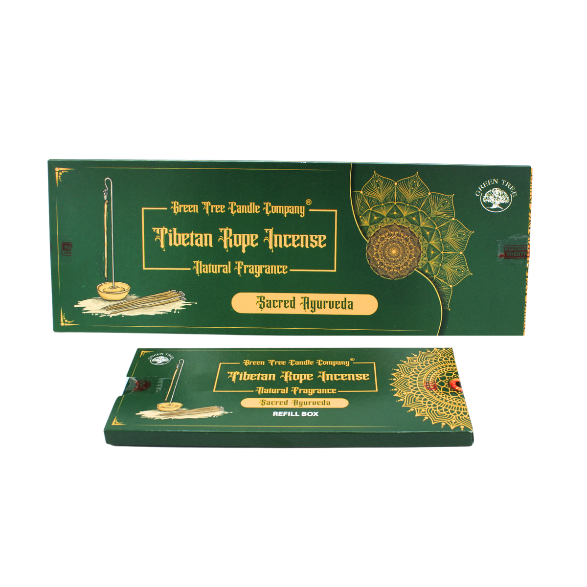 Green Tree Sacred Ayurveda rope incense with holder