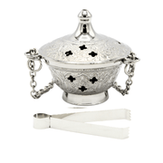 Incense Burner and Tong Nickel (8 cm) Set of 2