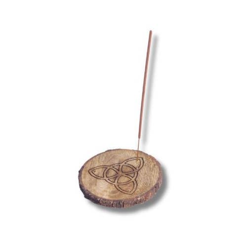 Mango Wood Incense Holder Triquetra with wooden border