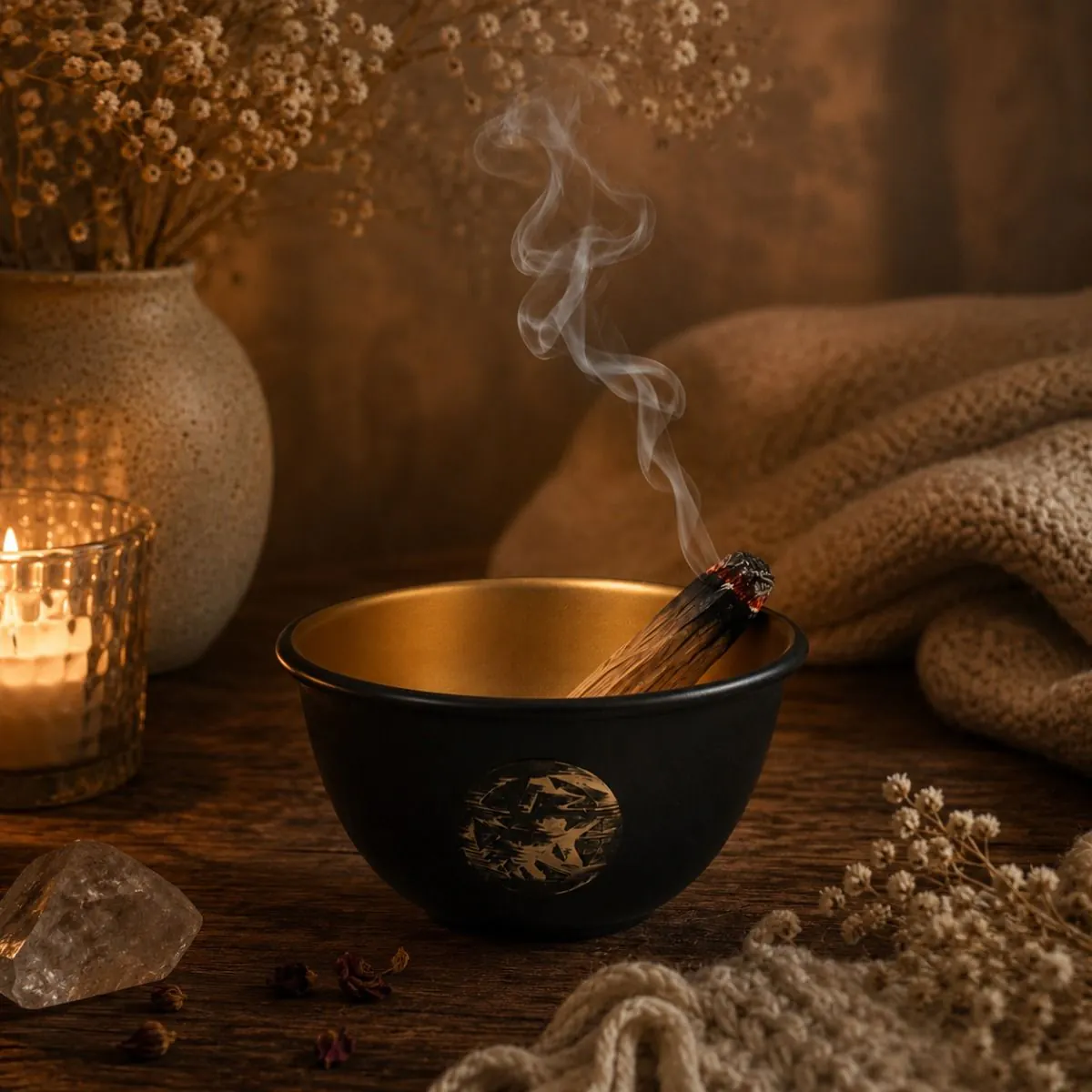 Smudging bowl - Raven & Pentacle (Black)