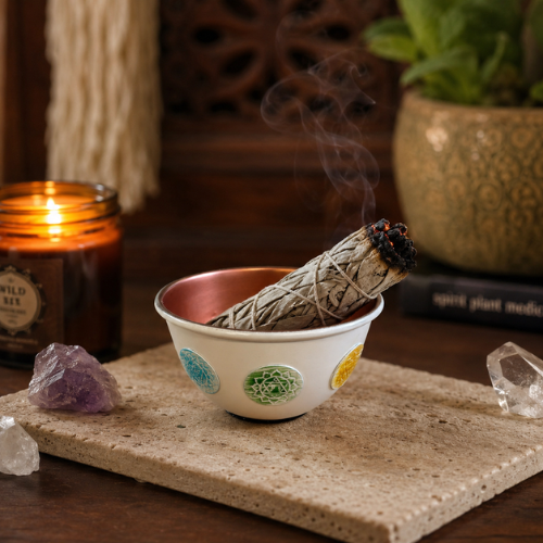 Ivory Smudging Bowl 7 Chakras
