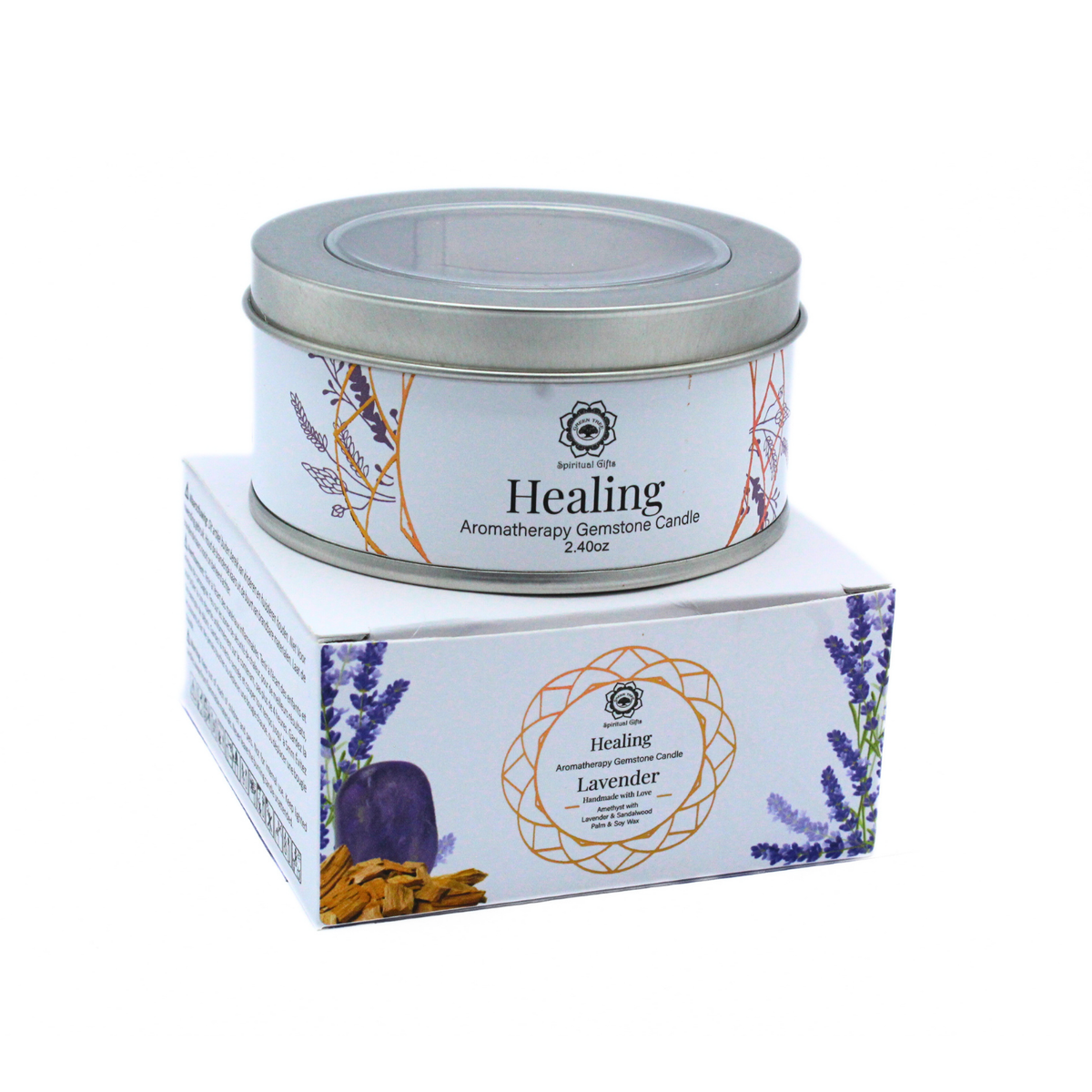 Green Tree Gemstone Candle Healing Lavender 70g