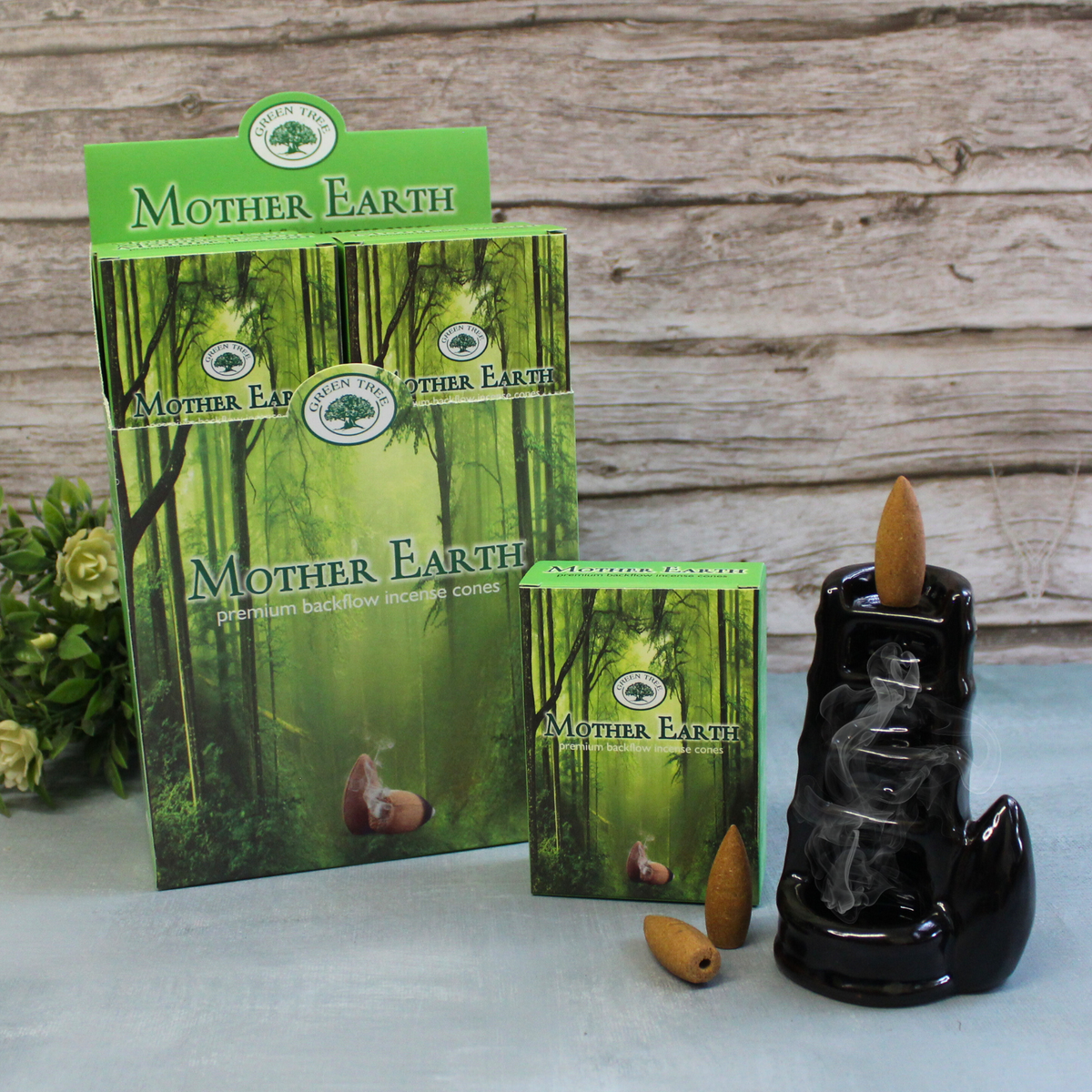 Green Tree Mother Earth Backflow Incense Cones (pack of 12)