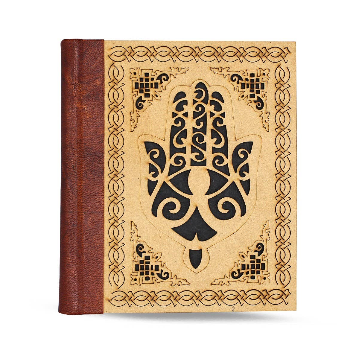 Leather Journal Hamsa Hand with Leather back