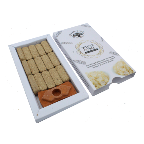 Green Tree White Copal Smudge Bricks (15 bricks with burner)