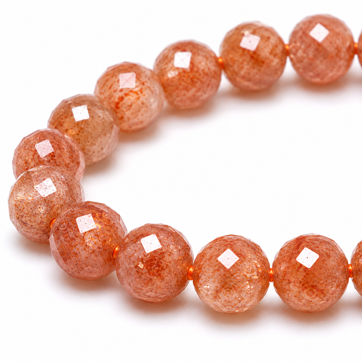 Sunstone Faceted Beads Bracelet 6mm - Tanzania