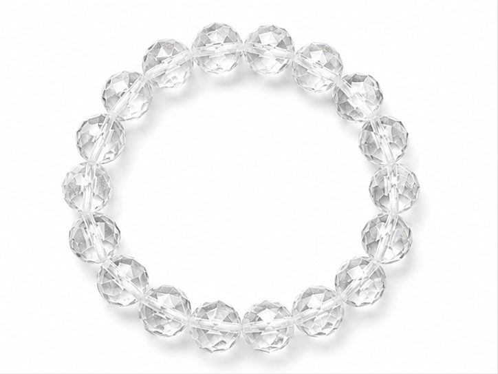Rock Crystal Faceted Beads Bracelet 8mm - Brazil