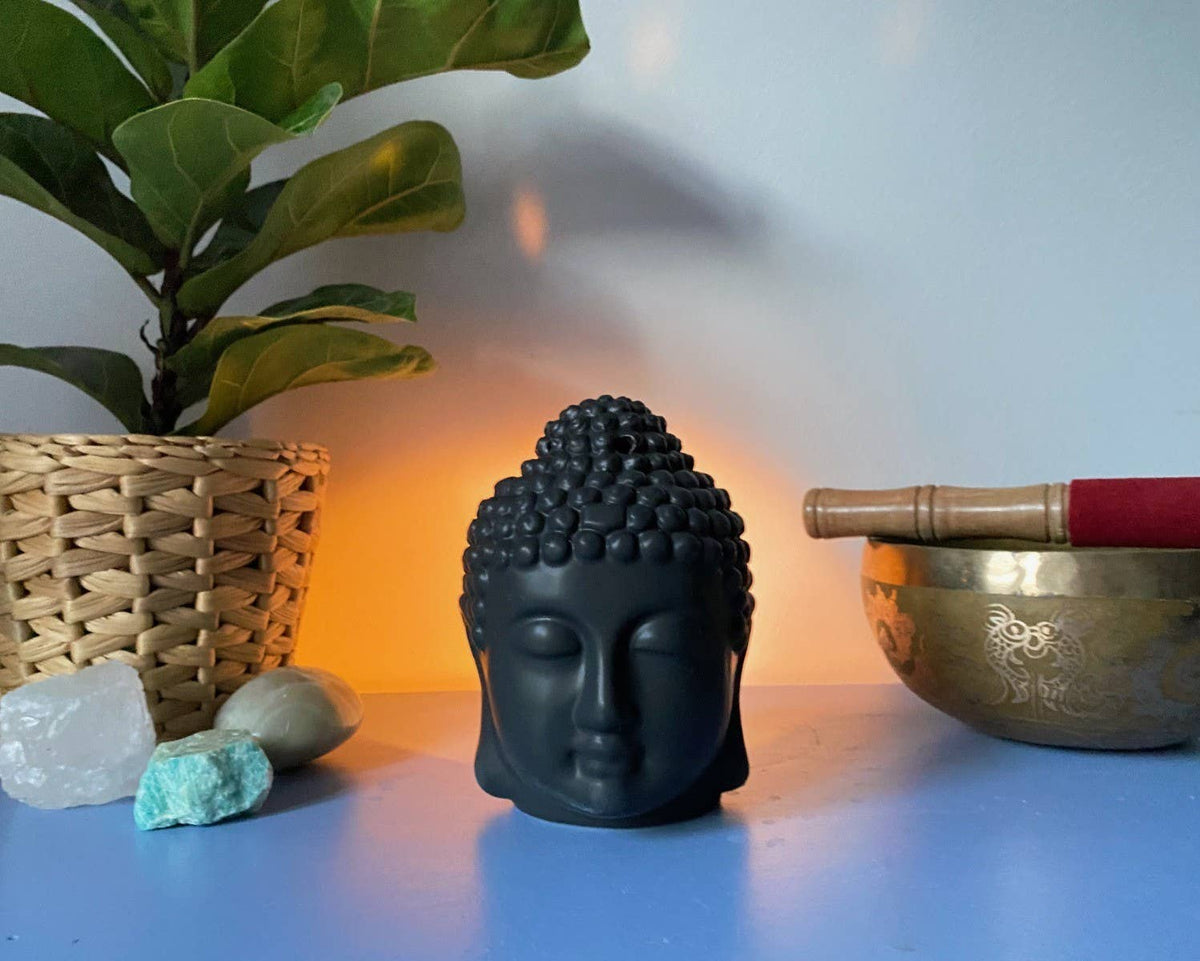 Buddha Head Oil Burner - Black