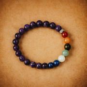 Amethyst & 7 Chakra bracelet 8mm - Worldwide