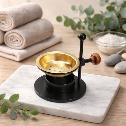 Iron Height Adjustable Incense Burner Black 9x7.5 cm