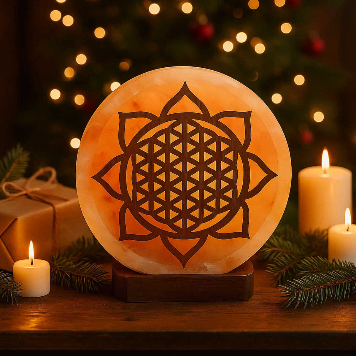 Himalayan Salt Lamp Flower of Life Mandala 5 kg