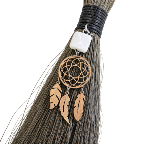 Decoration Altar Broom Dream Catcher with White Agate - 42 cm