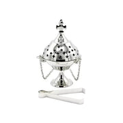 Nickel Hanging Incense Burner with Cross