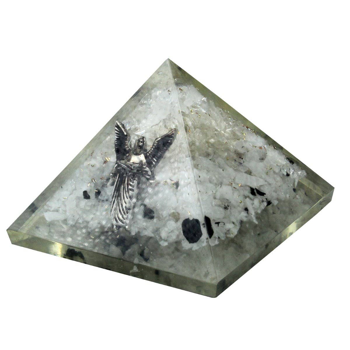 ORGONITE PYRAMID RAINBOW MOONSTONE & CLEAR QUARTZ ANGEL