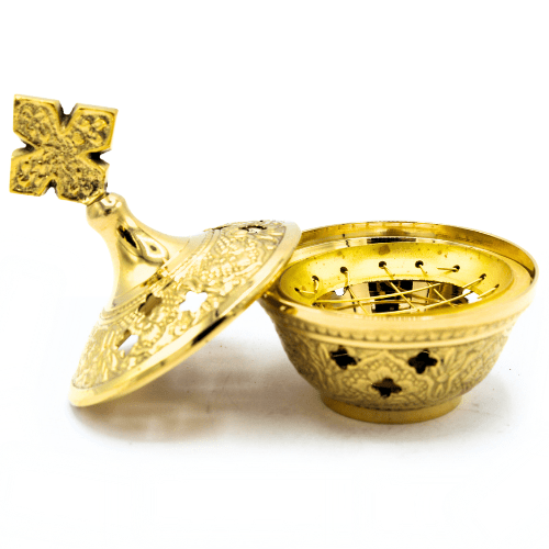 Incense Burner and Tong  Brass (6 cm) Set of 2