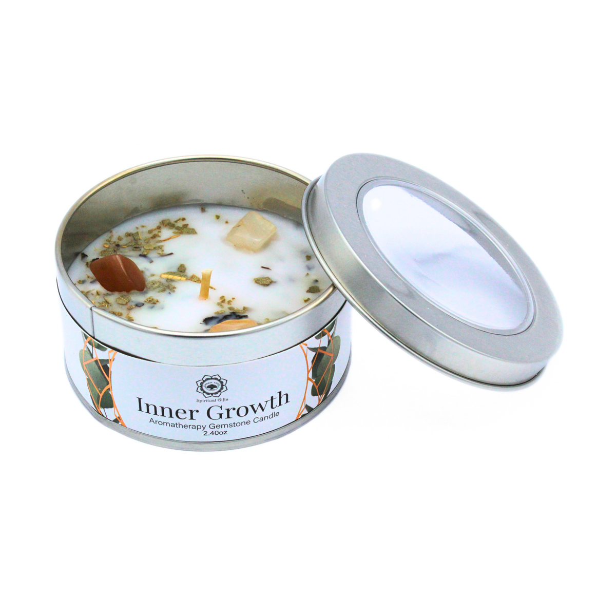 Green Tree Gemstone Candle Inner Growth Mint 70g