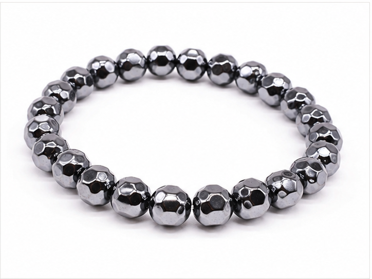 Hematite Faceted Beads Bracelet 8mm - Brazil