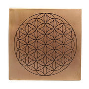 Square Copper Etching Plate Flower of Life 15cm set of 2