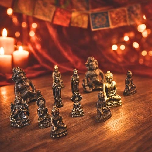 Brass Mini Buddhism Statue Mix - (12 pcs)