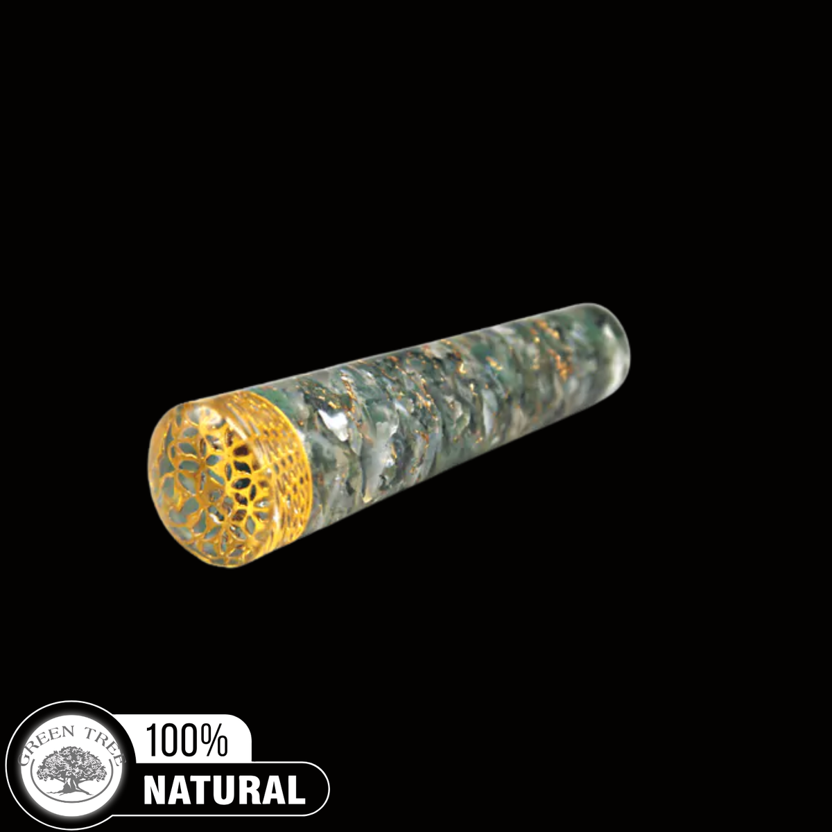 Orgonite Smooth Massager Moss Agate With Flower Of Life
