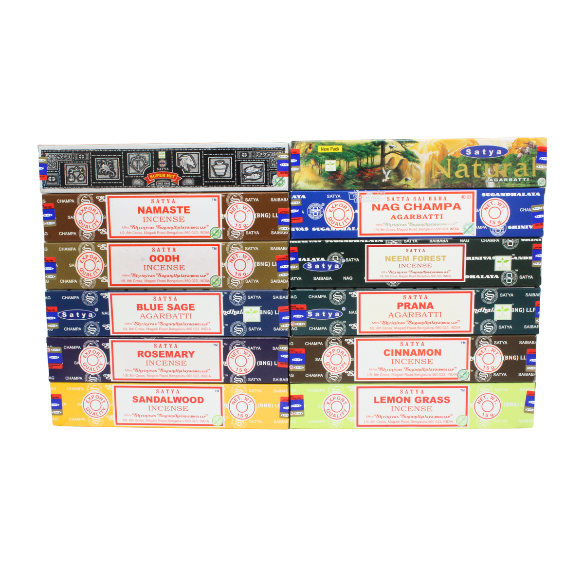 Satya Assorted Pack 5 Incense (12 boxes) 15 grams