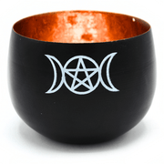 Tealight Holder Triple Moon & Star Black & Copper