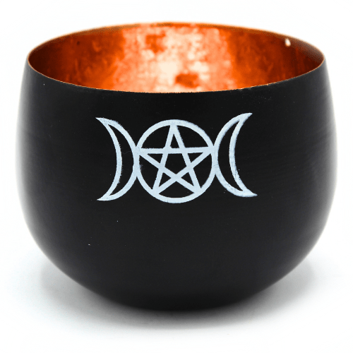 Tealight Holder Triple Moon & Star Black & Copper