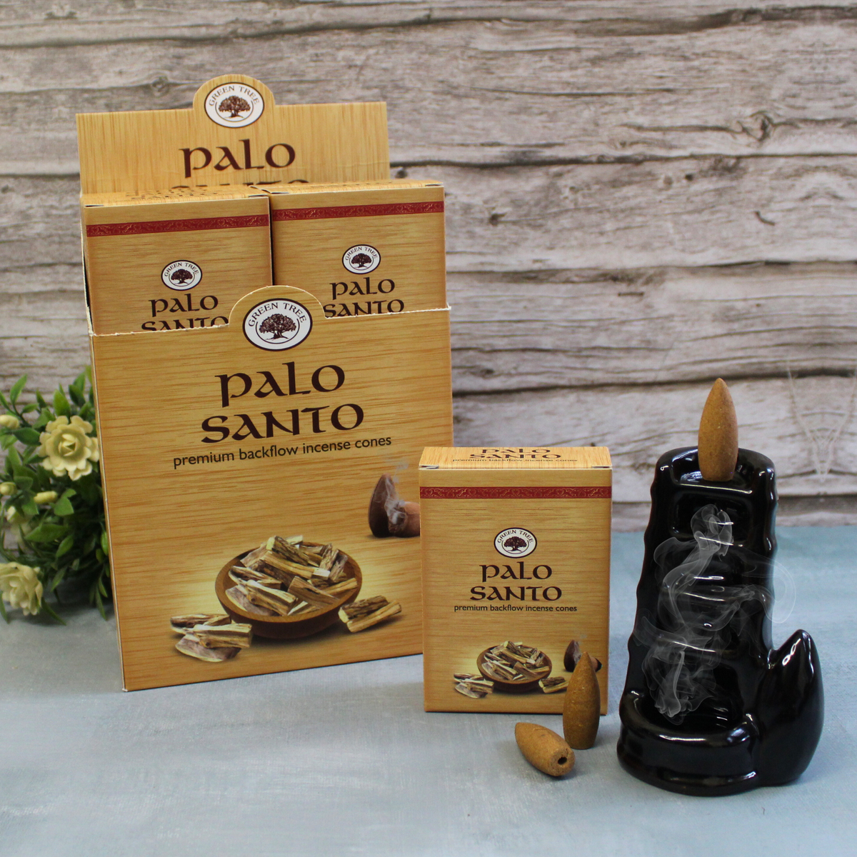 Green Tree Palo Santo Backflow Incense Cones (pack of 12)