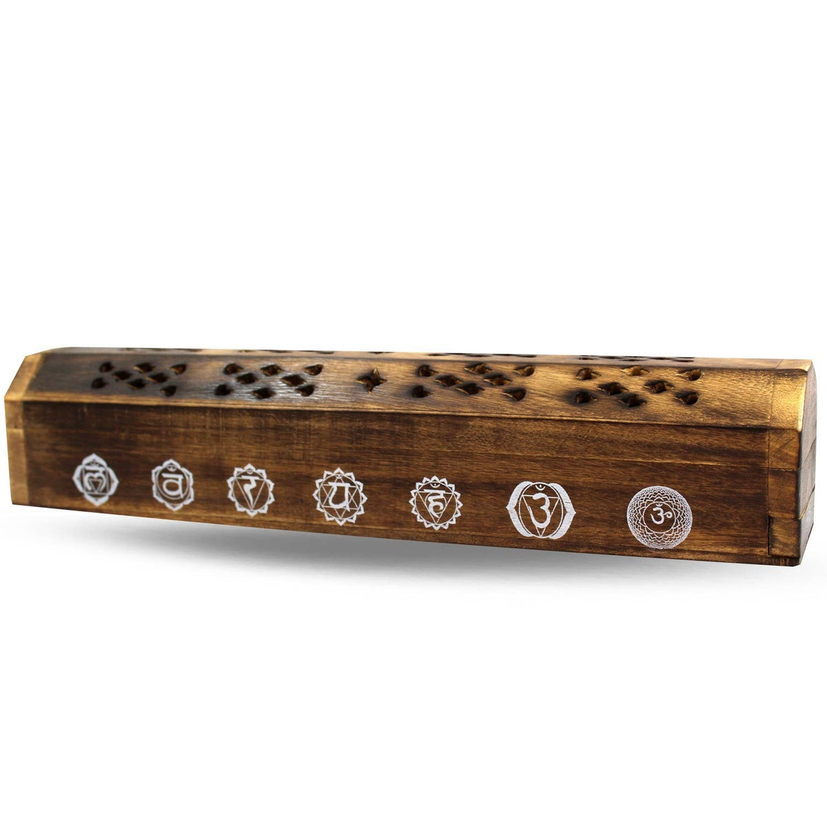 Green Tree 7 Chakra Wooden Box Incense Holder