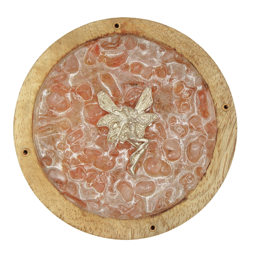 Fairy  Incense Holder With Rose Quartz Chips