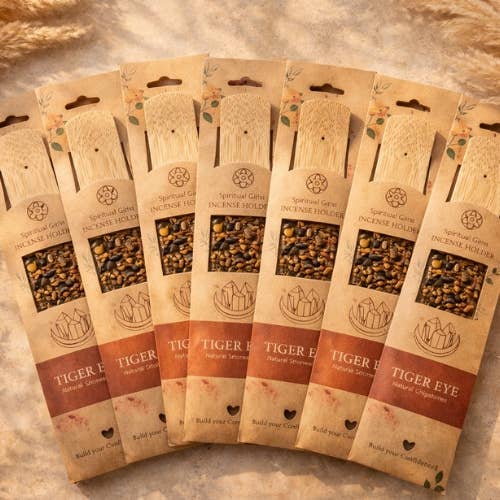 Mango Wood Tiger Eye Incense Holder (Set of 6)