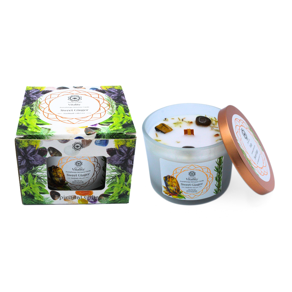Green Tree Gemstone Candle Vitality Sweet Ginger 256g