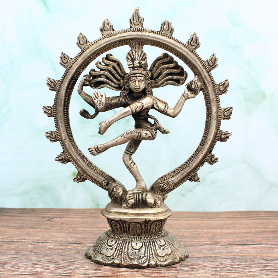 Brass Natraj silver antique finish 8 inch