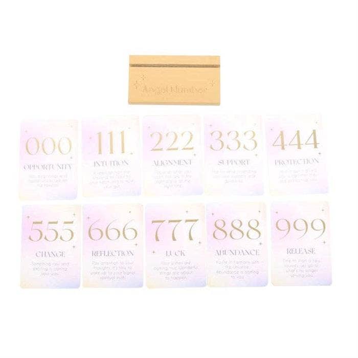 Angel Number Affirmation Cards with Wooden Stand