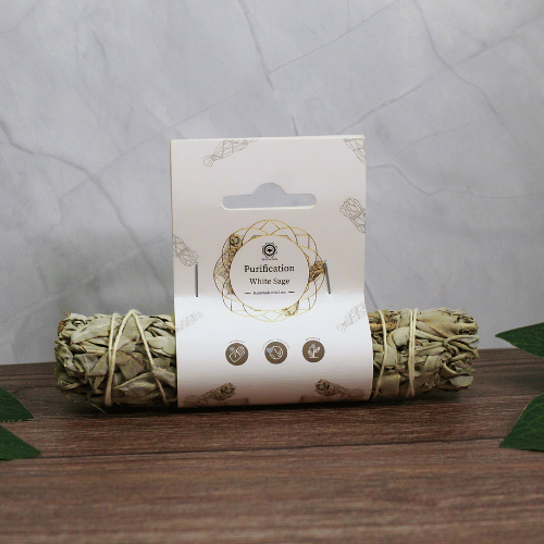 Purification White Sage Smudge Stick 15 - 17 cm with label