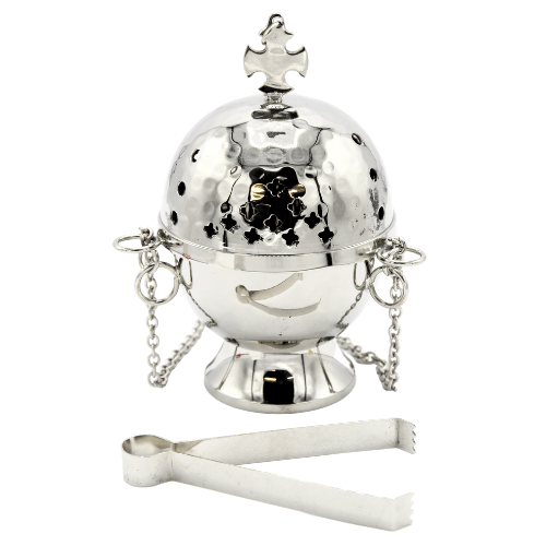 Incense Burner Cup and Tong  Nickel ( 16 cm )
