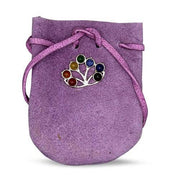 Suede Bag Purple - Chakra Lotus 3.25" x 2.75"