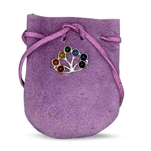 Suede Bag Purple - Chakra Lotus 3.25" x 2.75"
