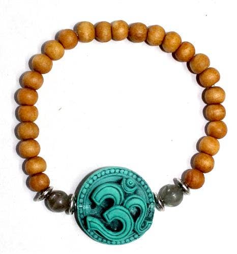 Bracelet Sandalwood Turquoise Om
