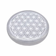 Plaque de rechargement en sélénite, Fleur de Vie (10cm)