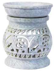 Pillar shape white aromaburner with Assorted designs