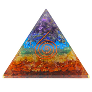 7 chakra orgonite pyramid with reiki symbol