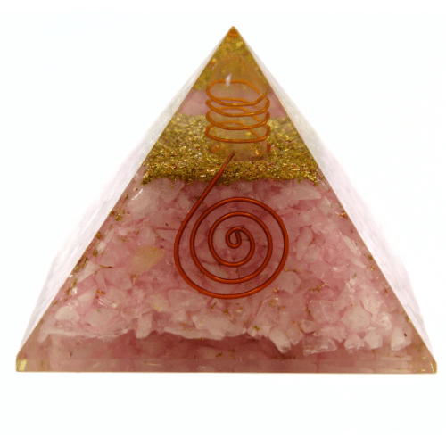 Orgonite Rose Quartz Pyramid With Copper Spiral