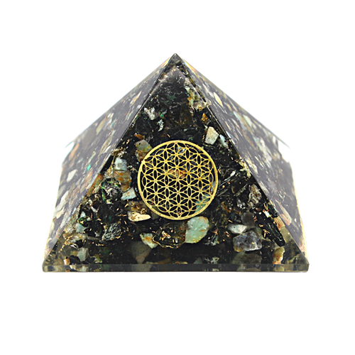 Large orgonite pyramide Chrysocolla Flower of Life