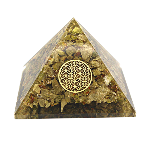 Large Orgonite pyramid Epidot Flower of Life