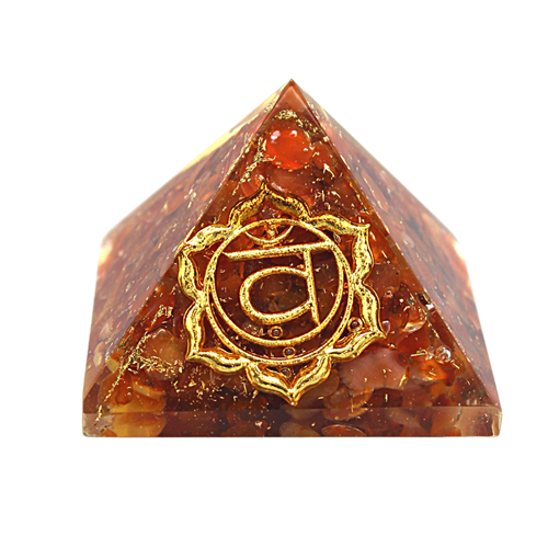 Orgonite pyramid, sacral chakra - carnelian