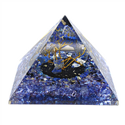 Lapis Lazuli Inside Tree Orgone Pyramid With Sparrow