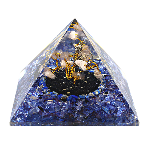 Rose Quartz Inside Tree Orgone Pyramid With Sparrow